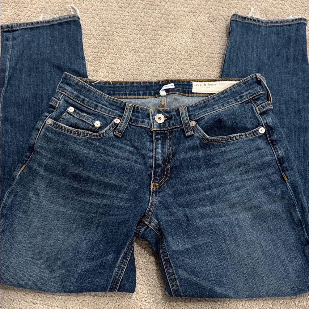 Rag & Bone Indigo Dre Low Rise Slim Boyfriend Denim Jeans